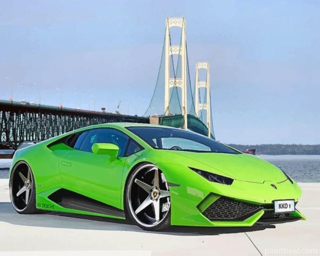 Fancy Green Lamborghini NEW Painting By Numbers Kits