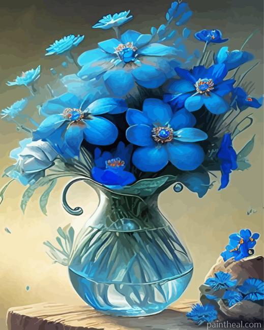 Blue Flowers Painting By Numbers Kits