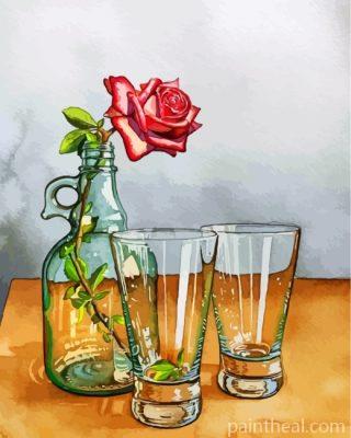 Rose In Glass Bottle Painting By Numbers Kits