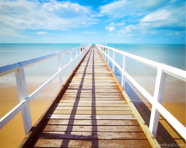 Beach With Horizon Line Bridge Painting By Numbers Kits
