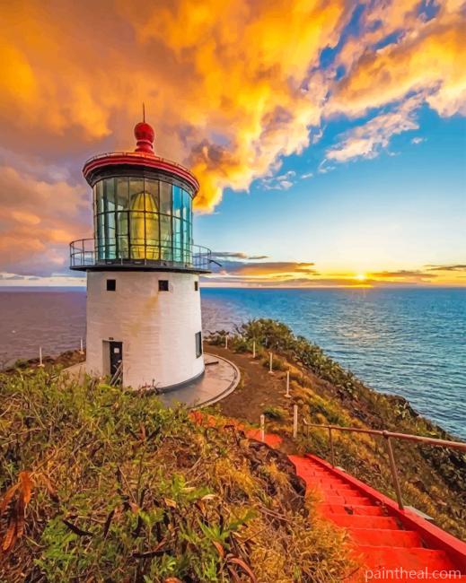 Makapuu Point Lighthouse Trail Painting By Numbers Kits