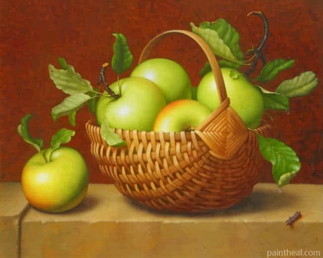 Aesthetic Green Apples In A Basket NEW Painting By Numbers Kits