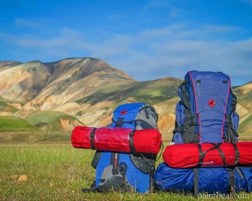 Blue And Red Trip Tools In Mountains Painting By Numbers Kits