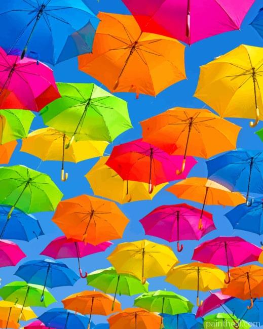 Colorful Umbrellas Painting By Numbers Kits