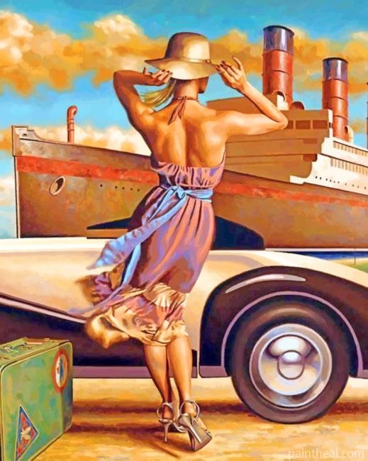 Classy Traveler Woman Vintage Painting By Numbers Kits