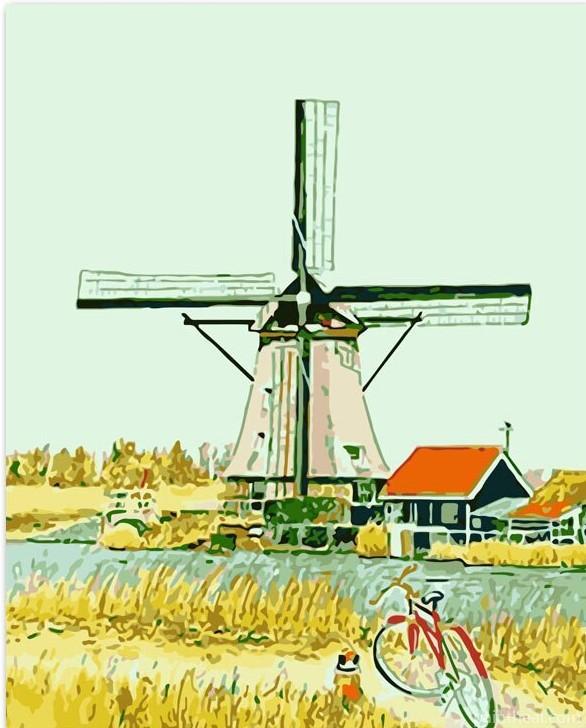 Pastoral Windmill Painting By Numbers Kits