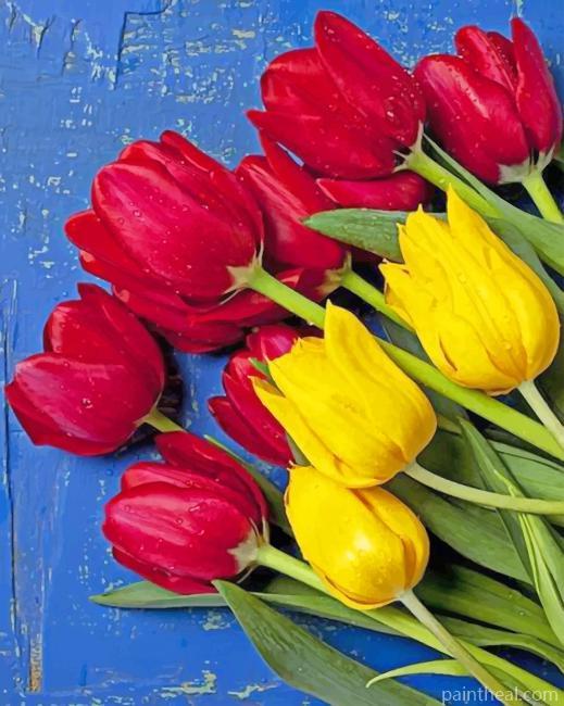 Yellow and Red Tulips Painting By Numbers Kits