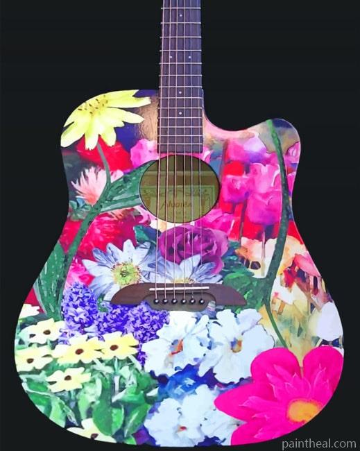 Floral Guitar Painting By Numbers Kits