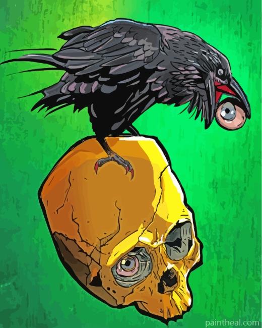 Raven On Skull Painting By Numbers Kits