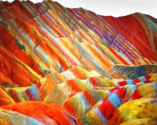 China Rainbow Mountains Painting By Numbers Kits