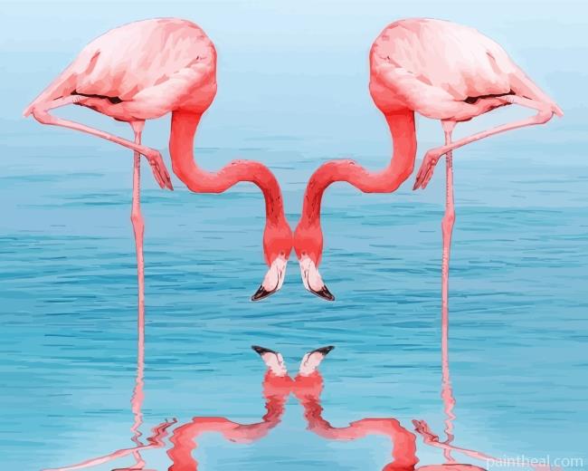 Flamingos Drinking Water Painting By Numbers Kits