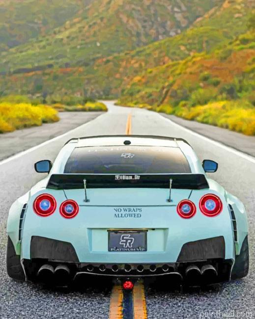 White Nissan GTR Painting By Numbers Kits