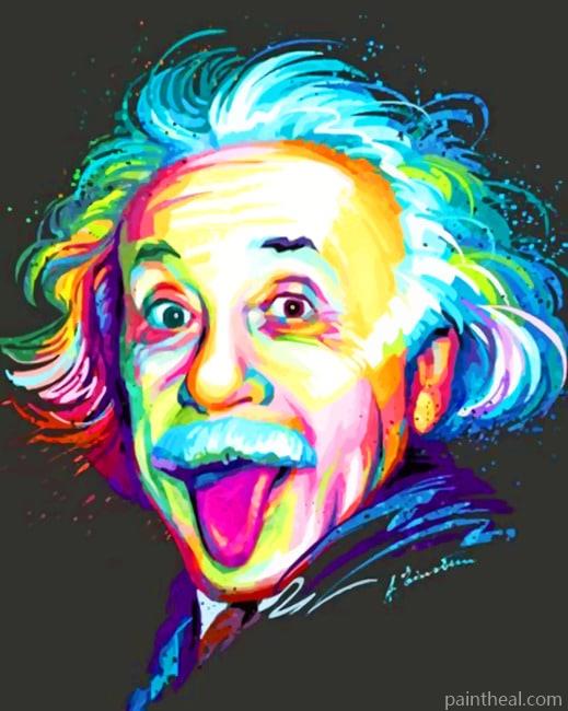 Smiling Colorful Albert Einstein Painting By Numbers Kits