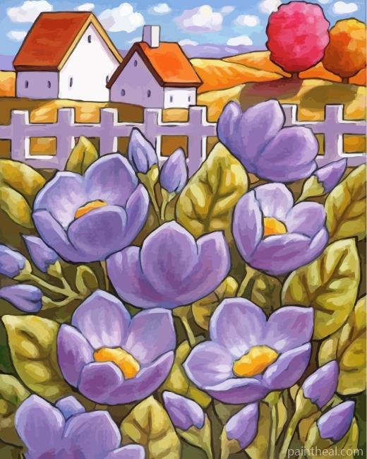 Purple Flowers Painting By Numbers Kits