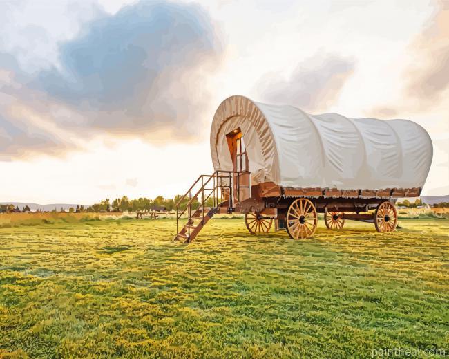 White Covered Western Wagon Art Painting By Numbers Kits