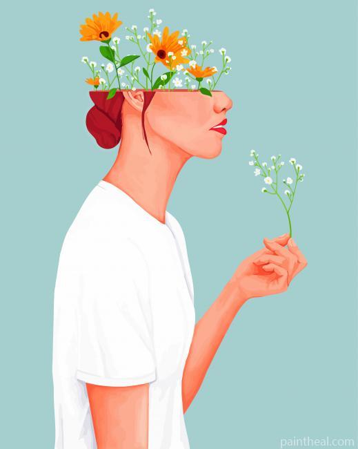 Flowers On Head Painting By Numbers Kits