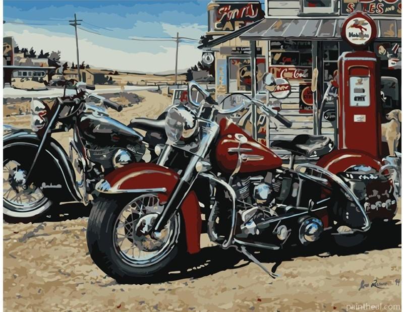 Seaskyer Motorcycle Vintage Painting By Numbers Kits