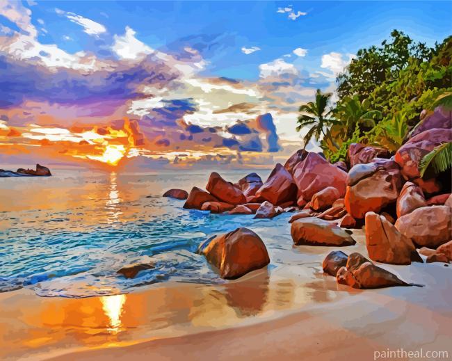 Aesthetic Seychelles Sea Painting By Numbers Kits
