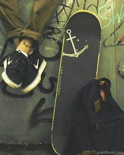 Black Skateboard Painting By Numbers Kits