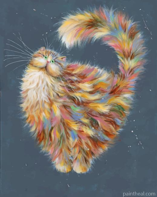 Colorful Fluffy Cat Painting By Numbers Kits
