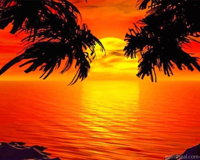 Paradise Sunset Tropical Island NEW Painting By Numbers Kits
