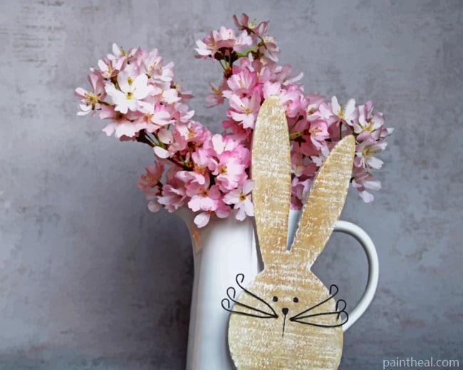 Pink Flowers On Vase Painting By Numbers Kits