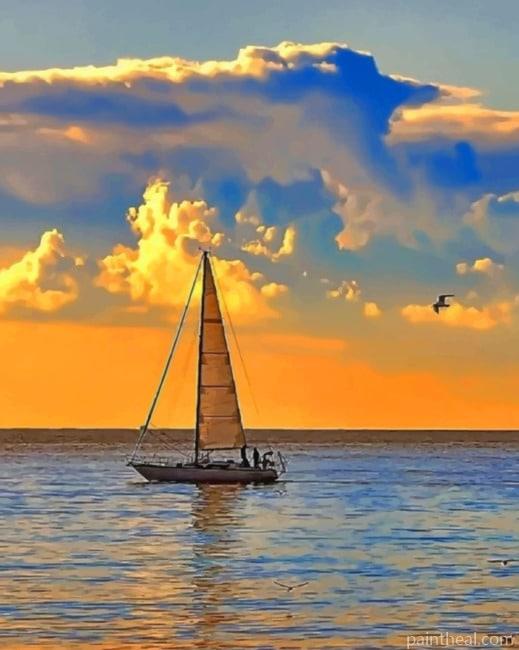 Boat In The Beach Seascape Painting By Numbers Kits