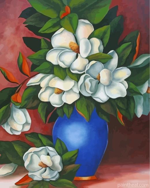Vase Of Magnolias Painting By Numbers Kits