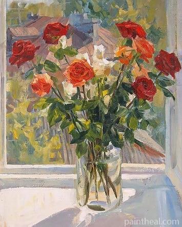 Roses Flowers Vase Still Life Painting By Numbers Kits
