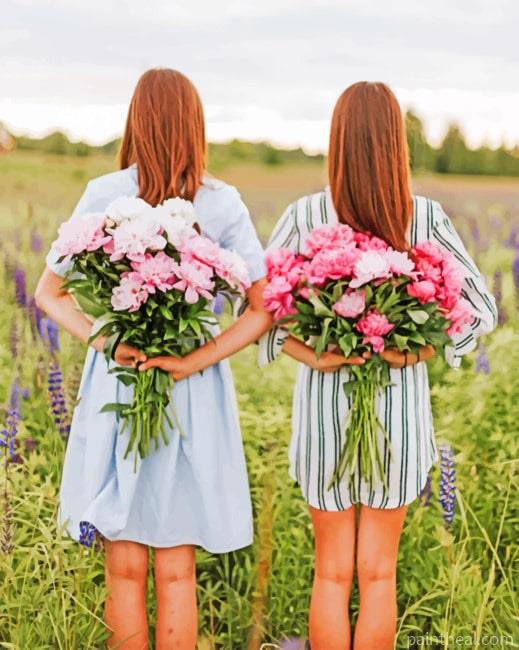Friends Holding Flowers Painting By Numbers Kits
