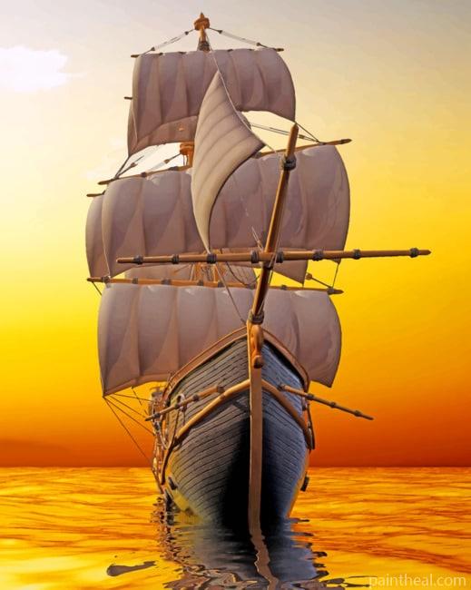 Sailboat During Sunset Painting By Numbers Kits