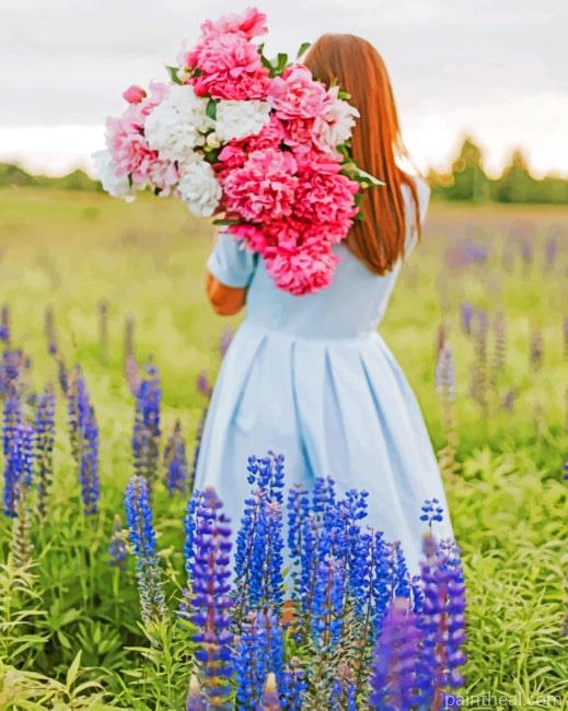 Girl Holding Flowers Painting By Numbers Kits