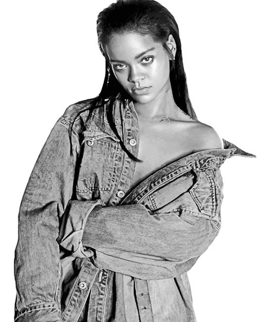 Black And White Rihanna Painting By Numbers Kits