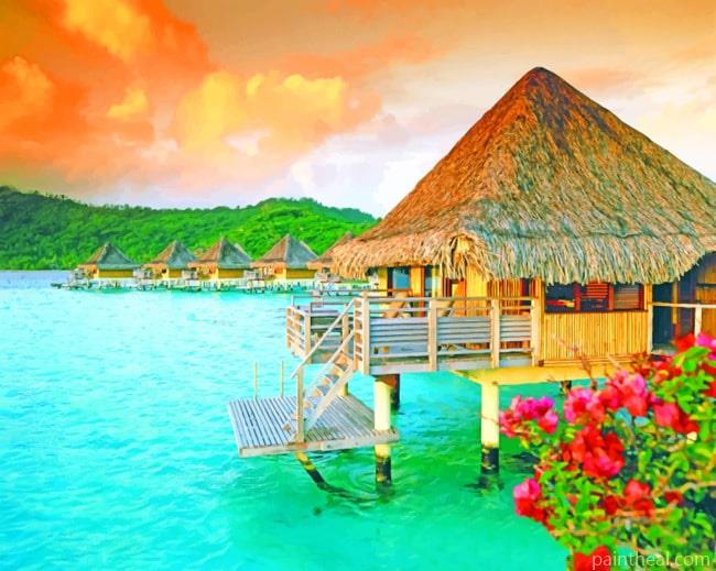 Bora Bora Hut Painting By Numbers Kits