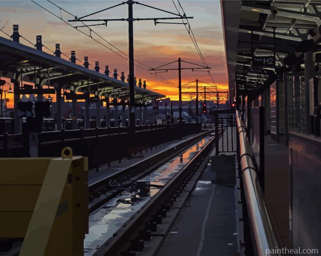 Hoboken Light Rail Station Painting By Numbers Kits