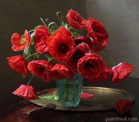Poppies In Vase Painting By Numbers Kits