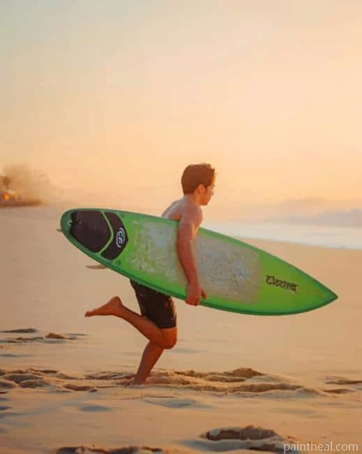 Male Surfer On Beach Painting By Numbers Kits