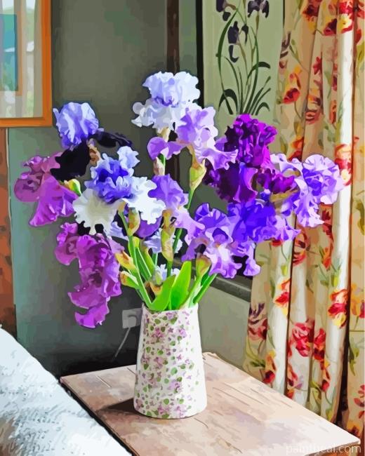 Irises Flowers Vase Painting By Numbers Kits