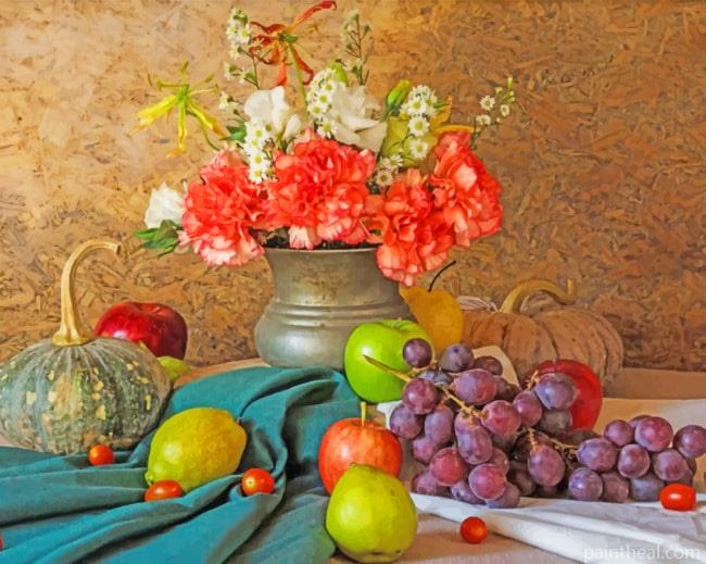 Fruits And Flowers Still Life Painting By Numbers Kits