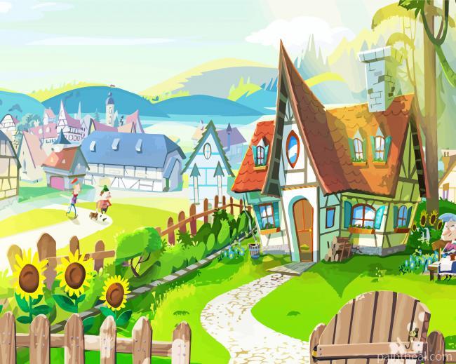 Sunflower House Animation Painting By Numbers Kits