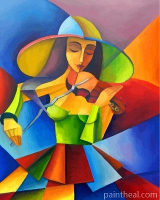 Colorful Violinist Woman Painting By Numbers Kits
