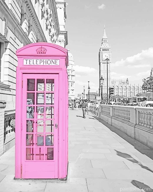 London Street Black and White Pink Painting By Numbers Kits