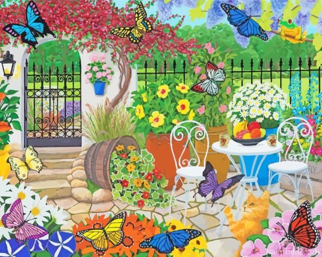 Butterflies In Garden Painting By Numbers Kits