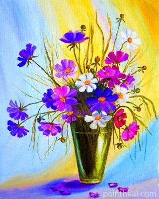 Cosmos Flowers Vase Painting By Numbers Kits