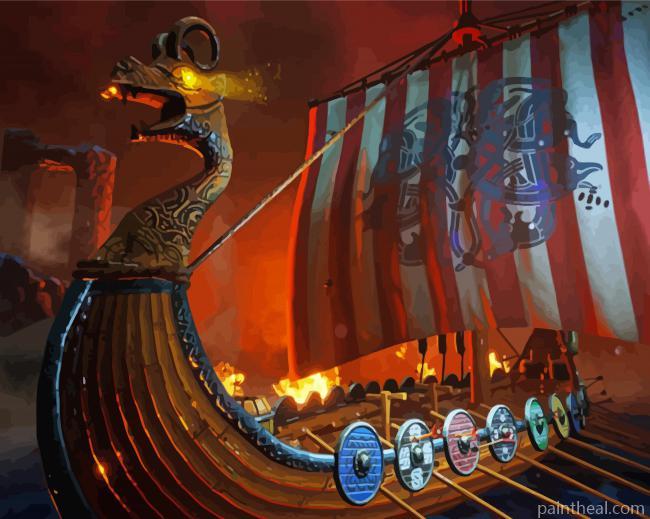 Cool Viking Vessel Illustration Painting By Numbers Kits