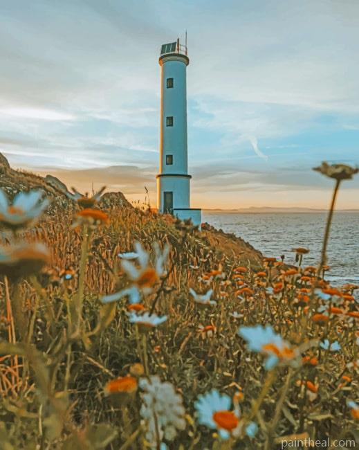 Flower Field And Light House Painting By Numbers Kits
