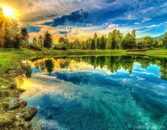 Heaven Lake Landscape Painting By Numbers Kits