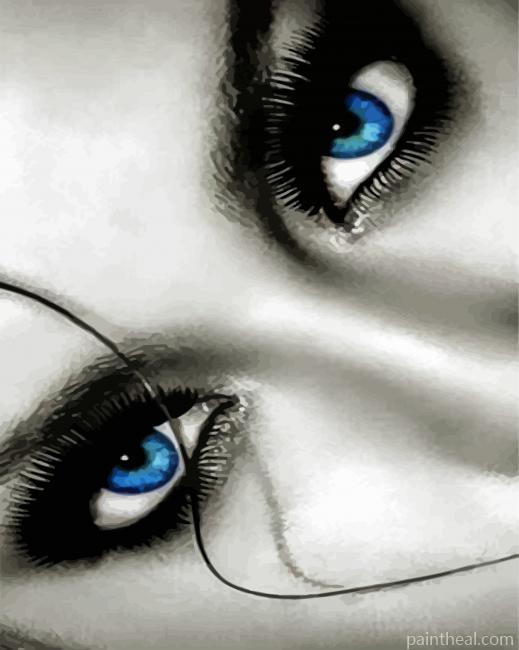 Black And White Blue Eyes Painting By Numbers Kits