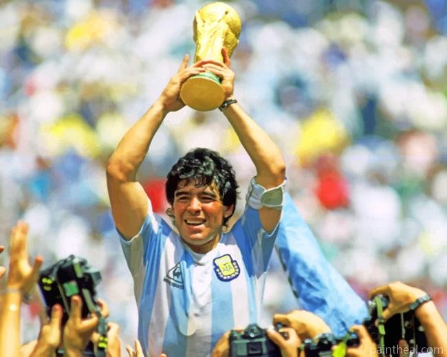 Maradona With World Cup Painting By Numbers Kits