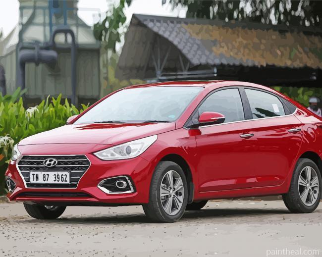 Dark Red Hyundai Verna Car Painting By Numbers Kits